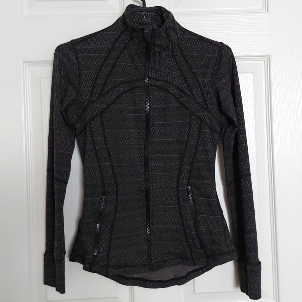 Black Geometric Slim Fit Athletic Yoga Jacket